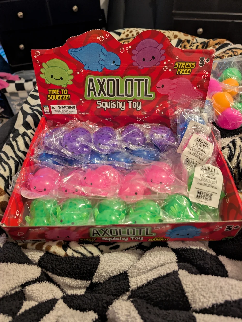 Boba Axolotl Squishies‎ 4-Piece Complete Color Set Sensory Fidget Toys